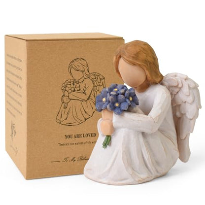 Forget Me Not Angel Figurines Statue, Miscarriage Gifts for Mothers | Sympathy Gifts for Loss of Loved One, Sculpted Hand-Painted Resin Statue for Memorial, Funeral Comfort - style: Forget Me Not