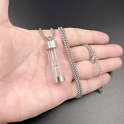 YOUFENG Urn Necklace for Ashes Timeless Hourglass Memorial Pendant Keepsake Cremation Jewelry for Human Pet Ashes - color: Silver