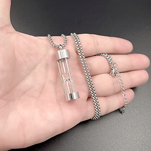YOUFENG Urn Necklace for Ashes Timeless Hourglass Memorial Pendant Keepsake Cremation Jewelry for Human Pet Ashes - color: Silver