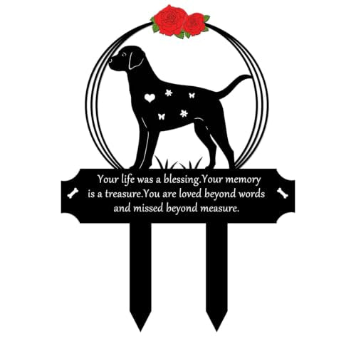 Memorial Grave Markers Sympathy Memorial Plaque Stake Pet Cemetery Stake Memorial Metal Grave Stake Decoration for Dog Cat Cemetery Outdoors Yard Garden - color: Dog-A