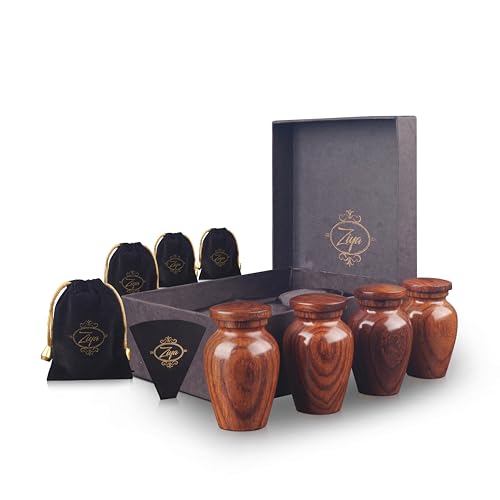 ZIYA Wooden Cremation Small Urns for Human Ashes Keepsake Adult Male Female - Mini Urn for Ashes for Women Men Child Decorative Memorial Funeral Urns for Ashes Pet Cat Dog Set of 4 Keepsakes - size: Set of 4 X-Small