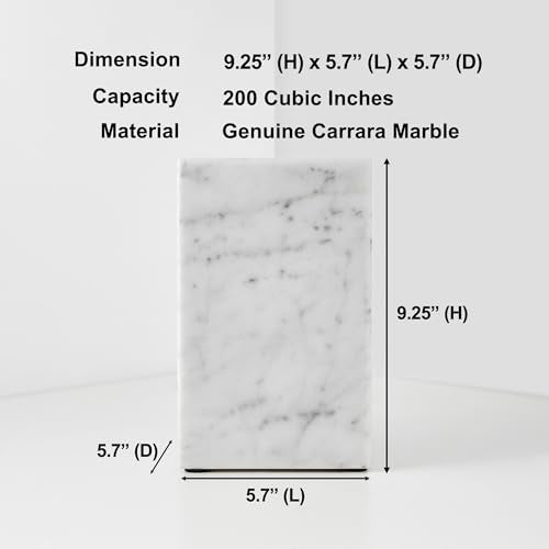 AspenStudio Carrara Marble Urn Genuine Vertical Marble Urn for Human Adult Cremation urn by Aspen Studio