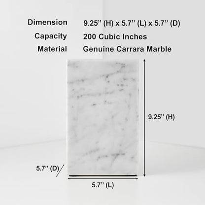 AspenStudio Carrara Marble Urn Genuine Vertical Marble Urn for Human Adult Cremation urn by Aspen Studio
