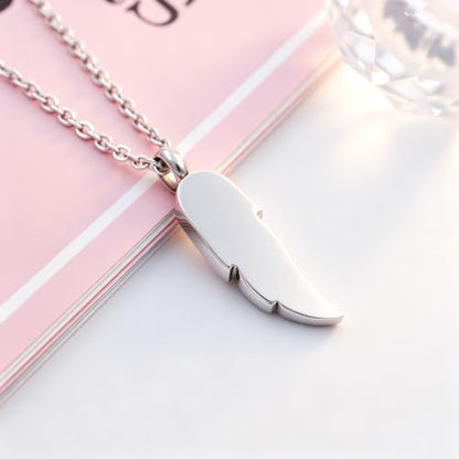 SIYUU Feather Urn Necklace Hold Cremation Ashes Keepsake Memorial Jewelry Stainless Steel Personalized Funeral Jewelry for Women Men - color: Silver