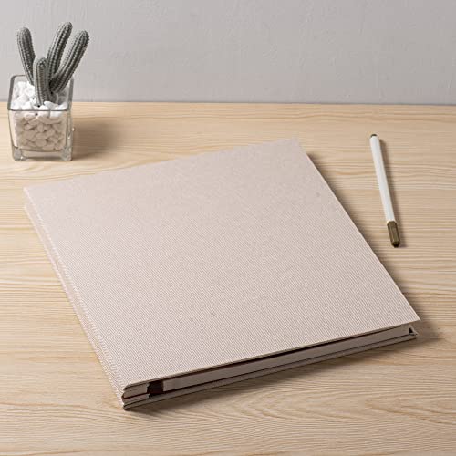 Large Photo Album Self Adhesive for 4x6 5x7 8x10 Pictures Magnetic Scrapbook Album 20 Sheets / 40 Pages Linen Cover DIY Photo Album with A Metallic Pen and and Plastic Board - color: Beige, size: 11"x10.8" 40 Pages