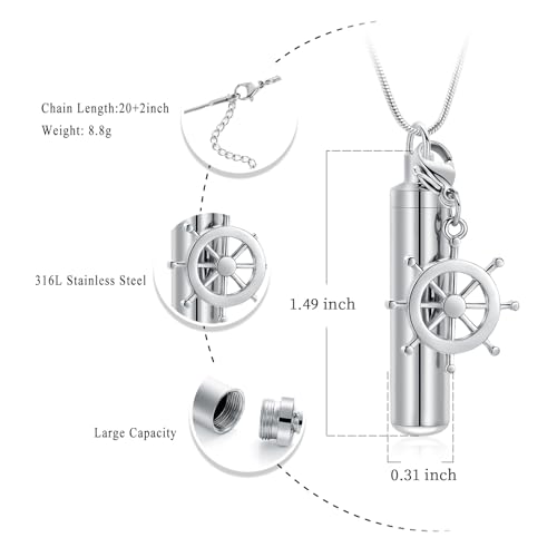 Oinsi Car Charm & Cylinder Urn Necklace for Ashes Stainless Steel Tube Cremation Urn Jewelry Necklace for Ashes Memorial Keepsake Gifts - color: Style-D