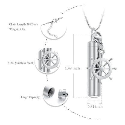 Oinsi Car Charm & Cylinder Urn Necklace for Ashes Stainless Steel Tube Cremation Urn Jewelry Necklace for Ashes Memorial Keepsake Gifts - color: Style-D