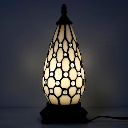 Small Tiffany Stained Glass Table Lamp 5.5X11 Inch (White Yellow) - color: White Yellow