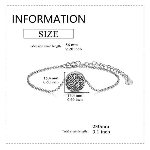 Celtic Knot Urn Bracelet for Ashes 925 Sterling Silver Cremation Jewelry for Ashes Keepsake Irish Gifts for Women