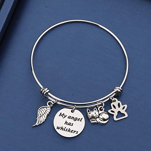 bobauna Pet Memorial Keychain My Angel Has Whiskers Pet Loss Jewelry Sympathy Loss Of Cat Gift For Cat Lover Family Friend - color: Cat Whiskers Bracelet