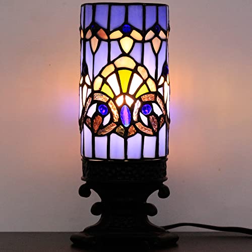 Small Tiffany Table Lamp Mini Stained Glass Desk LampBlue Baroque Style