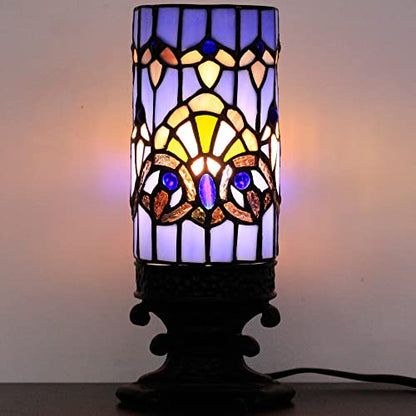Small Tiffany Table Lamp Mini Stained Glass Desk LampBlue Baroque Style