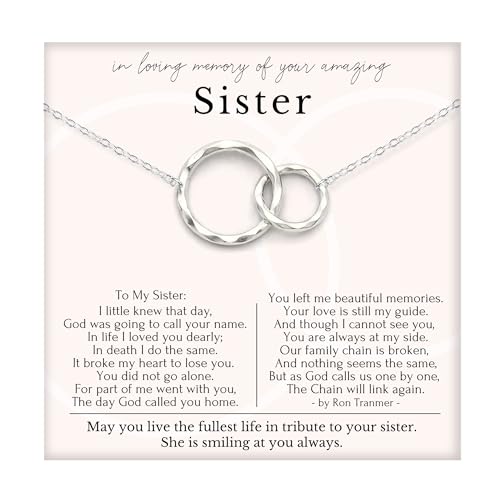 HOPE LOVE SHINE Sympathy Gift for Loss of Sister - Remembrance, Bereavement, Memorial Necklace, Jewelry 16+2" - color: Sterling Silver