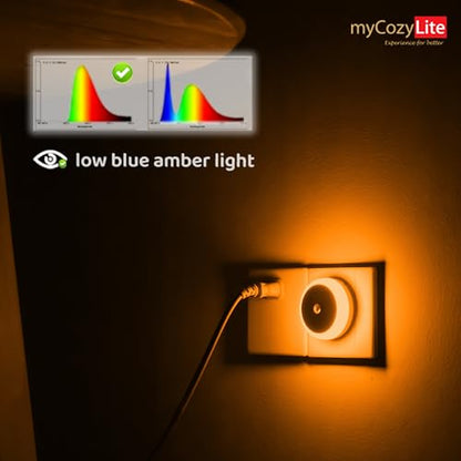 Amber Night Light Plug in, Dusk to Dawn Sensor, Blue Light Blocking, Automatic Nightlight, Energy Efficient, 2 Pack LED Night Lights Plug into Wall, for Bathroom, Bedroom, Kitchen, Hallway, Stairway - color: Amber