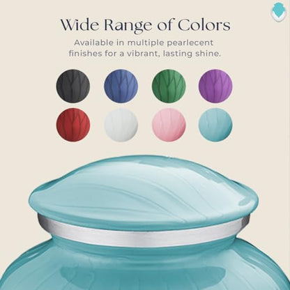 Geturns Embrace Adult Personalized Doves Cremation Urns for Human Ashes I Large Picture Pearl Light Blue Funeral Urn for Adult Men and Women with Double Side Engraving I 200 lbs - color: _Pearl Light Blue (Double Sided)