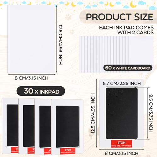 Jetec 30 Set Inkless Baby Footprint and Handprint Kit, Clean Touch Ink Pad for Baby Hand and Footprints, Dog Paw Print Kit with Ink Pads and Imprint Cards for Newborns Babies Pets Gifts (Black) - color: Black