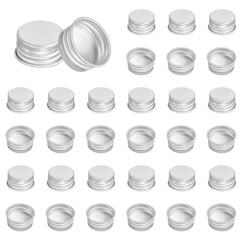 PATIKIL 23.5mm Metal Round Screw Lids, 36 Pcs Aluminum Mason Jar Lids Screw Top Caps for Lab Home Storage Jars Gallon Jugs Glass Snack Containers Liquid Storage, Silver Tone - size: 23.5mm