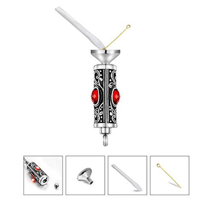 XIUDA Crystal Cremation Urn Necklace for Ashes Keepsake Stainless Steel Memorial Pendant with Flower - color: Deep Red