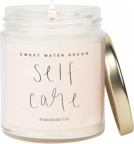 Sweet Water Decor Self Care Non Toxic Soy Candle - Candles for Home or Gifts - 100% Cotton Wick & Spa Scented Soy Wax Candles with 40 Hour Burn Time - 9oz Clear Jar - Made in the USA - style: Self Care