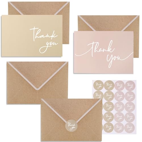 Winoo Design 100 PK Bulk Thank You Cards with Envelopes - 5 x 3.5 Inches Wedding Cards Baby Shower Bridal Shower Personalized Thank You Notes for Small Business Graduation Funeral Birthday (2 colors) - color: 2 ASSORTMENT