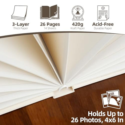 Vienrose Scrapbook Photo Album, 8x6 Inch, 26 Pages, Beige | Linen Cover, Kraft Paper, DIY Scrapbooking, Wedding Baby Shower Family Graduation - color: Beige, size: 8x6 Inch, 26 Pages