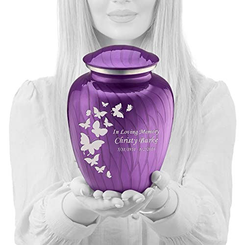Geturns Embrace Adult Personalized Butterfly Cremation Urns for Human Ashes I Large Pearl Purple Funeral Urn for Men and Women I 200 lbs - color: Pearl Purple