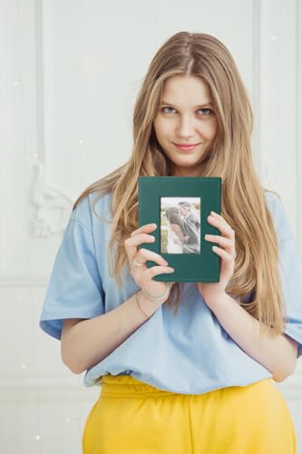 RECUTMS Photo Album 4x6 100 Photos Leather Small Album for Baby Dark Green | White Inner Page, 100 Vertical Pockets, Travel Family Wedding Pictures Book, DIY Front Window, Anniversary Graduation Gifts - color: Dark Green, size: 100 pockets