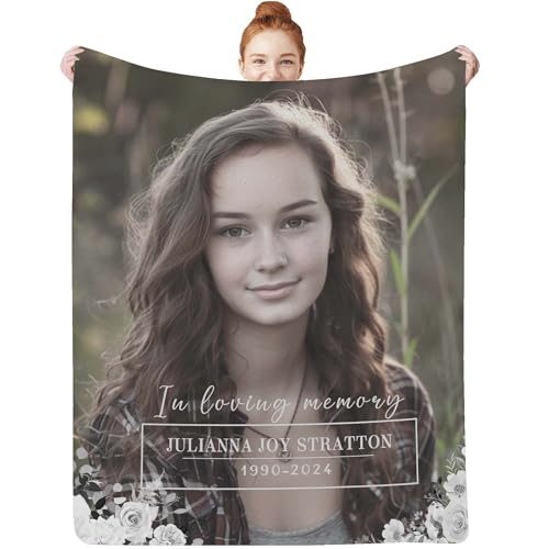 Custom Memorial Blanket with Photos for Loss of Loved One, in Loving Memory Gifts Personalized Sympathy Blanket for Loss of Mom Dad Husband Wife Grandma Grandpa Friends, Sympathy Bereavement Gifts - color: Memorial Blanket-5