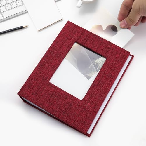 Vienrose 4x6 Small Photo Album, 2 Pack,100 Photos, Red | Linen Cover, Mini Photo Album, Baby Memory Book, Wedding Family Travel - color: Red, size: 4x6 50 Pockets