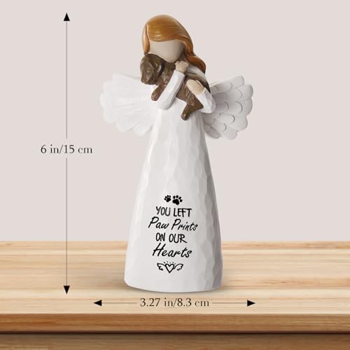 Dog Memorial Gifts for Loss of Dog, Pet Loss Sympathy Angel Figurine | Dog Bereavement Gift, Remembrance Keepsake, Dog Passing Away Gift, 6-Inch Hand-Painted Resin Memorial Statue - color: White