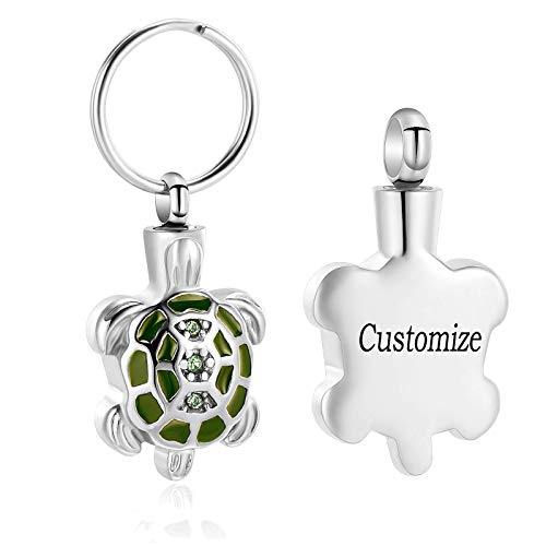 Yinplsmemory Cremation Jewelry Turtle Urn Keychain for Ashes Stainless Steel Urn Locket for Ashes Keepsake Memorial Jewelry - color: Customize