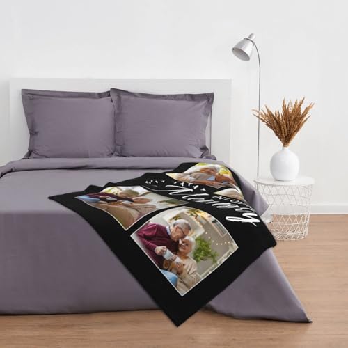 Custom Memorial Blanket with Picture, Customized Picture Blanket Throws for Loss of Mother Father Grandma Grandpa - color: Memorial Blanket 2