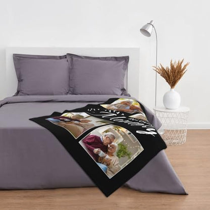 Custom Memorial Blanket with Picture, Customized Picture Blanket Throws for Loss of Mother Father Grandma Grandpa - color: Memorial Blanket 2