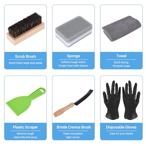 Headstone Cleaning Kit for Grave Cemetery Cleaning | Gravestone Cleaning Kit, Headstone Cleaner Kit Includes 6 Pcs Cleaning Equipment