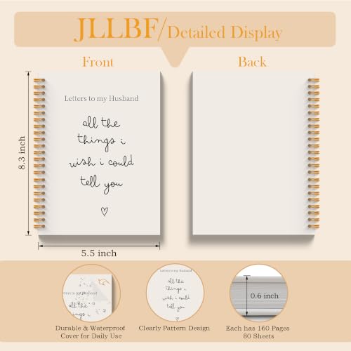 JLLBF Memorial Gifts for Loss of Husband Spiral Notebook 5.5x8.3in | Sympathy Gifts Notebooks for Loss of Husband, Bereavement Condolence Grief Gift, Letters to My Husband Journal Notebook - color: Letters To Husband