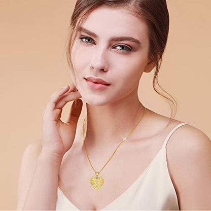 YFN Angel Wings Necklace 925 Sterling Silver Guardian Angel Wings Pendant Necklace Birthstone Necklace for Women Girls Christmas Jewelry Gifts - color: 18k yellow gold plated