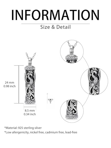 JKR Keepsake Urn Necklace for Ashes Cremation Jewelry Memorial Gift - style: 5-Phoenix