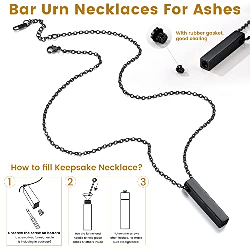 GOLDCHIC JEWELRY Urn Necklaces for Ashes, Stainless Steel Pet/Cross/Birthstone/Tree of Life Personalized Keepsake Memorial Jewelry for Women - color: Cube - Black Plated, style: No Engraving