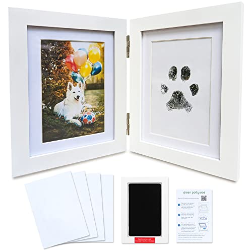 Green Pollywog Paw Print Hinged Photo Frame with Ink Pad Kit - size: Hinged Paw Print Kit