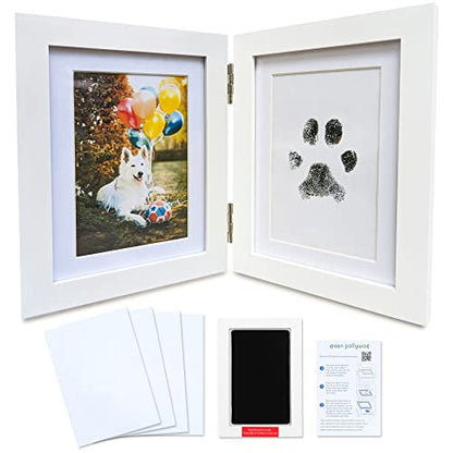 Green Pollywog Paw Print Hinged Photo Frame with Ink Pad Kit - size: Hinged Paw Print Kit
