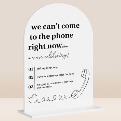 Audio Guestbook Sign for Wedding Reception, Acrylic Phone Guest Book Sign with Instructions - We Can't Come to the Phone Right Now We are Celebrating, Modern Clear Table Top Signage with Stand-5x7 - color: Audio Guestbook Sign