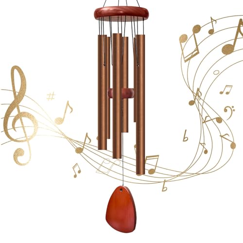 28" Coffee Wind Chimes for Outside, Windchimes Outdoor, Garden Decoration | Deep Tone, Lovely Wind Chimes, 6 Aluminum Tubes, Enjoyable Atmospher,Gift Choice - color: Coffee