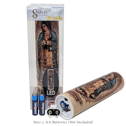 Our Lady of Guadulpe with Juan Diego, LED Flameless Devotional Prayer Candle