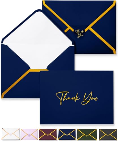 Mr. Pen- Blank Thank You Cards with Envelopes, 20 Pack, 4x6 | Gold Foil Thank You Notes with Envelopes, Navy Blue Wedding Thank You Cards Wedding, Thank You Note Cards, Fathers Day Gift - color: Navy Blue