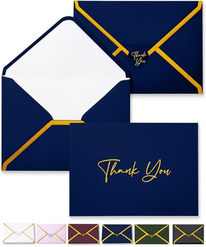 Mr. Pen- Blank Thank You Cards with Envelopes, 20 Pack, 4x6 | Gold Foil Thank You Notes with Envelopes, Navy Blue Wedding Thank You Cards Wedding, Thank You Note Cards, Fathers Day Gift - color: Navy Blue
