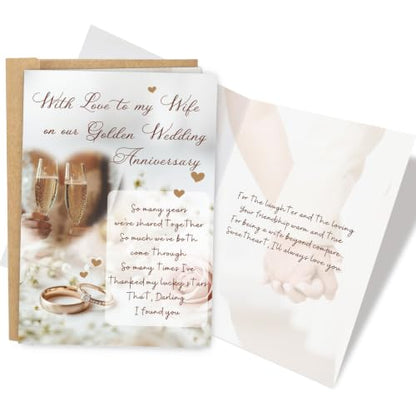 Romantic Golden Anniversary Card for Wife, 50th Wedding Anniversary Card for Wife from Husband, Many Years We've Shared Together - color: Golden Anniversary
