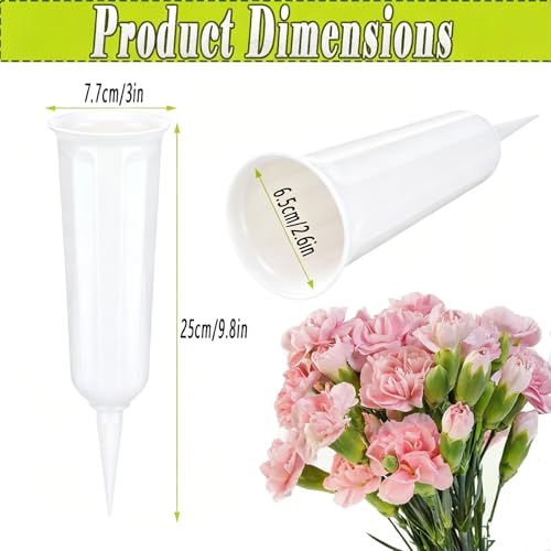 10-Pack Cemetery Vases with Spikes for Graves - color: White