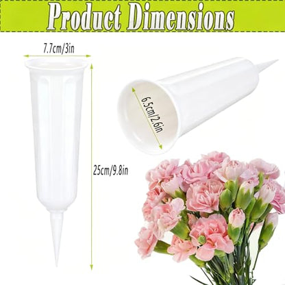 10-Pack Cemetery Vases with Spikes for Graves - color: White