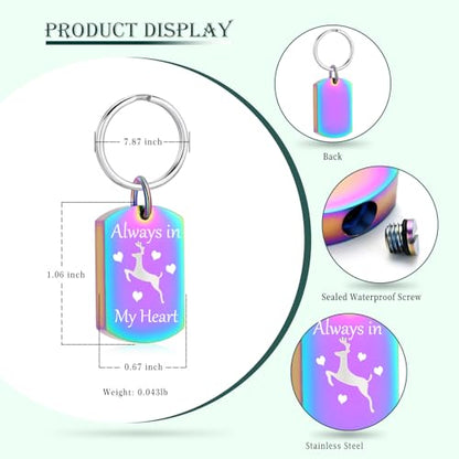 Cremation Jewelry Urn Keychain for Ashes for Women Men Memorial Keepsake Pendant - color: Rainbow