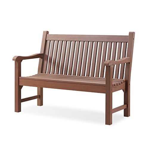 2-Person Outdoor Bench with 700 Lbs Weight Capacity, Brown | Poly Lumber Weatherproof Garden Bench Seating for Porch, Balcony and Park, All-Weather Patio Bench Furniture - color: Brown